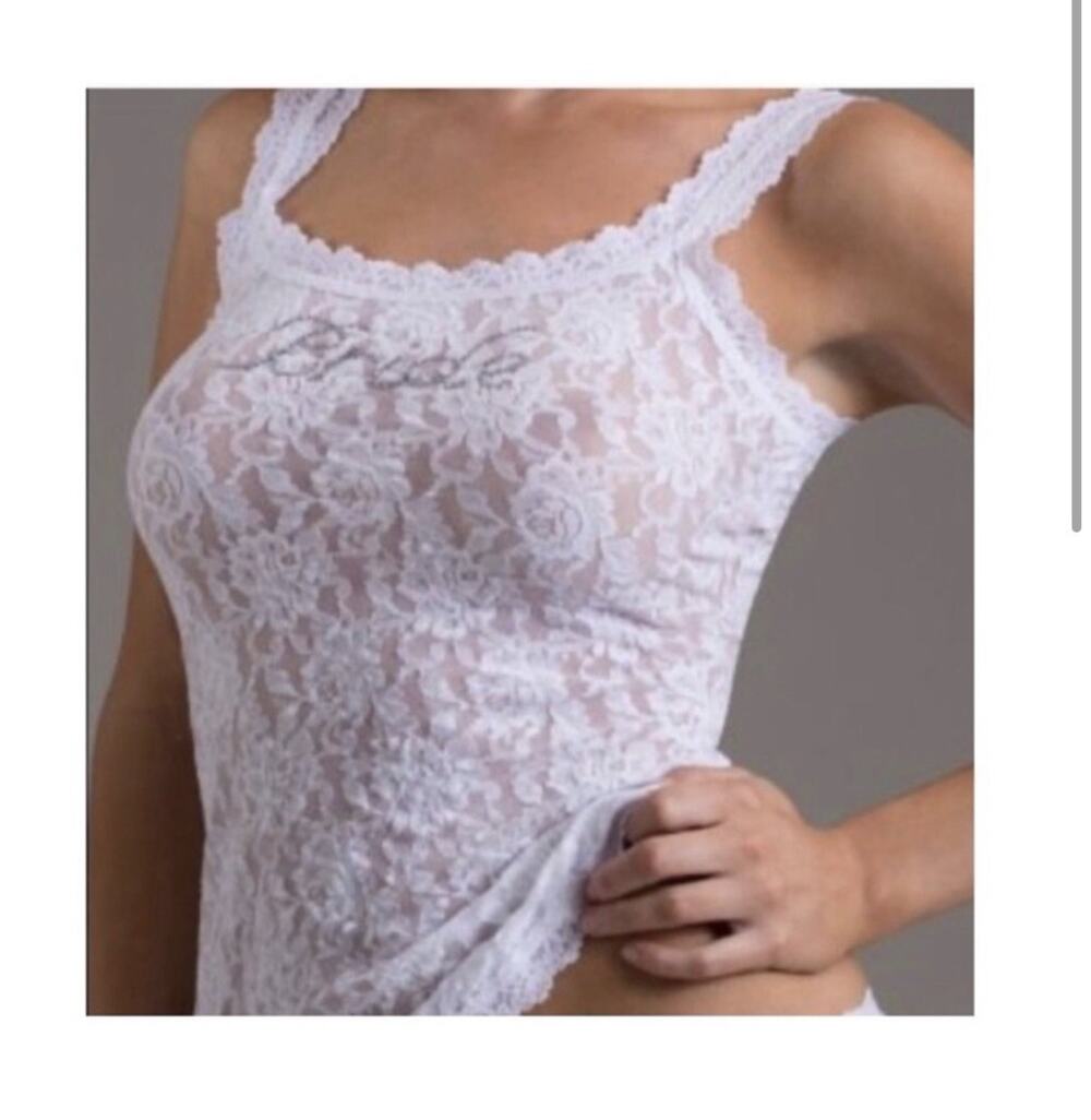Hanky Panky Bride Signature Lace Cami White Rhinestone Bridal Tank NWT Medium